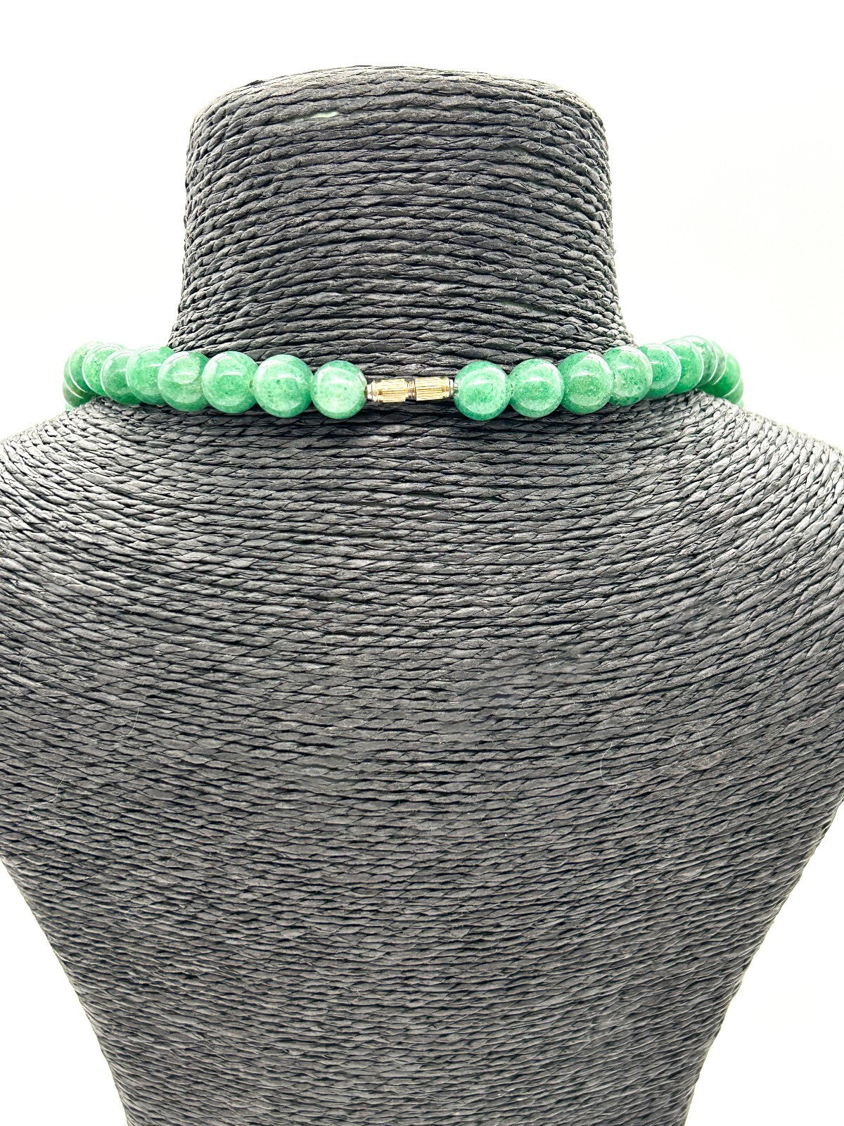 Natural Green Aventurine Necklace Round Gemstone Beads Vintage 25”