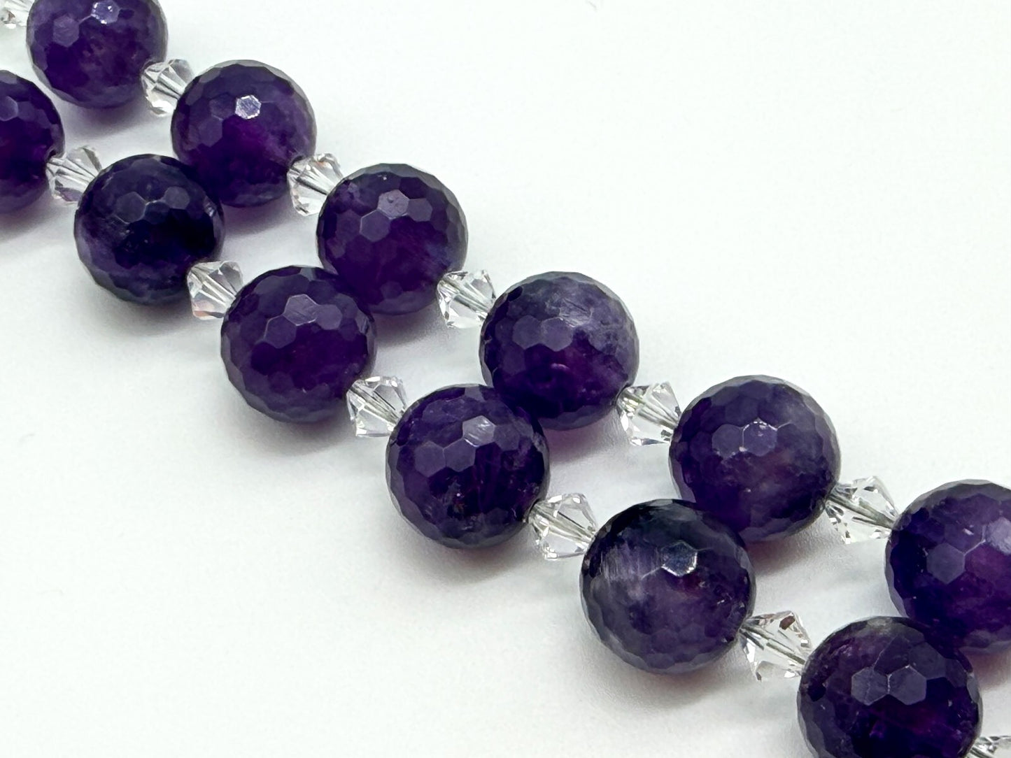 Amethyst Necklace Synthetic Spinel Faceted Crystal Glass 925 Silver Clasp