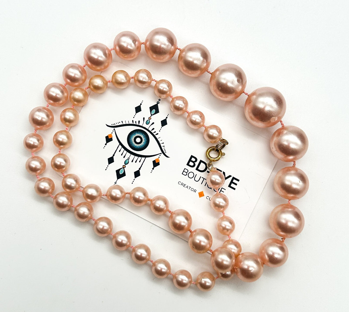 Vintage Pink Necklace Bundle Pastel Baby Pink Faux Pearl & Ribbed Acrylic Beads