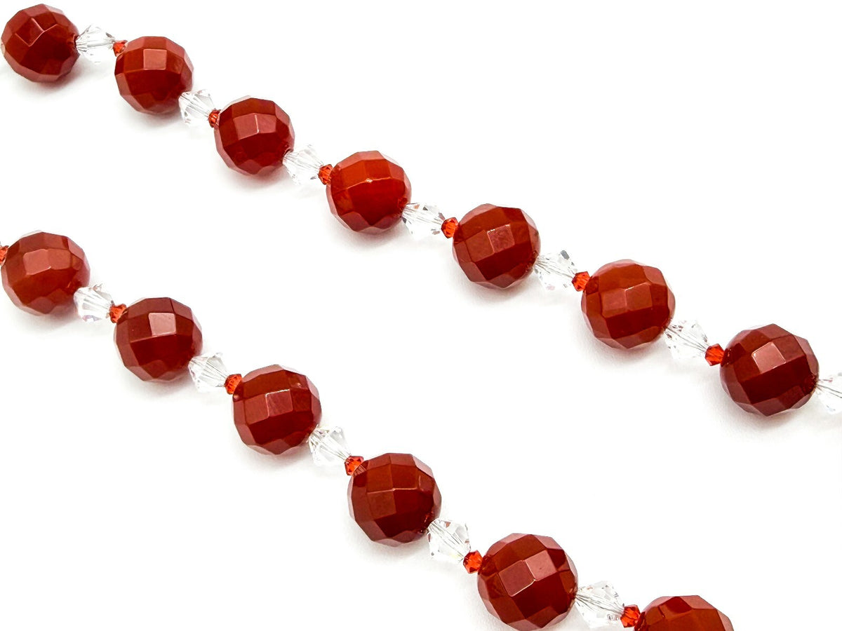 Carnelian Necklace & Earrings Set Faceted Gemstone Crystal Toggle Clasp