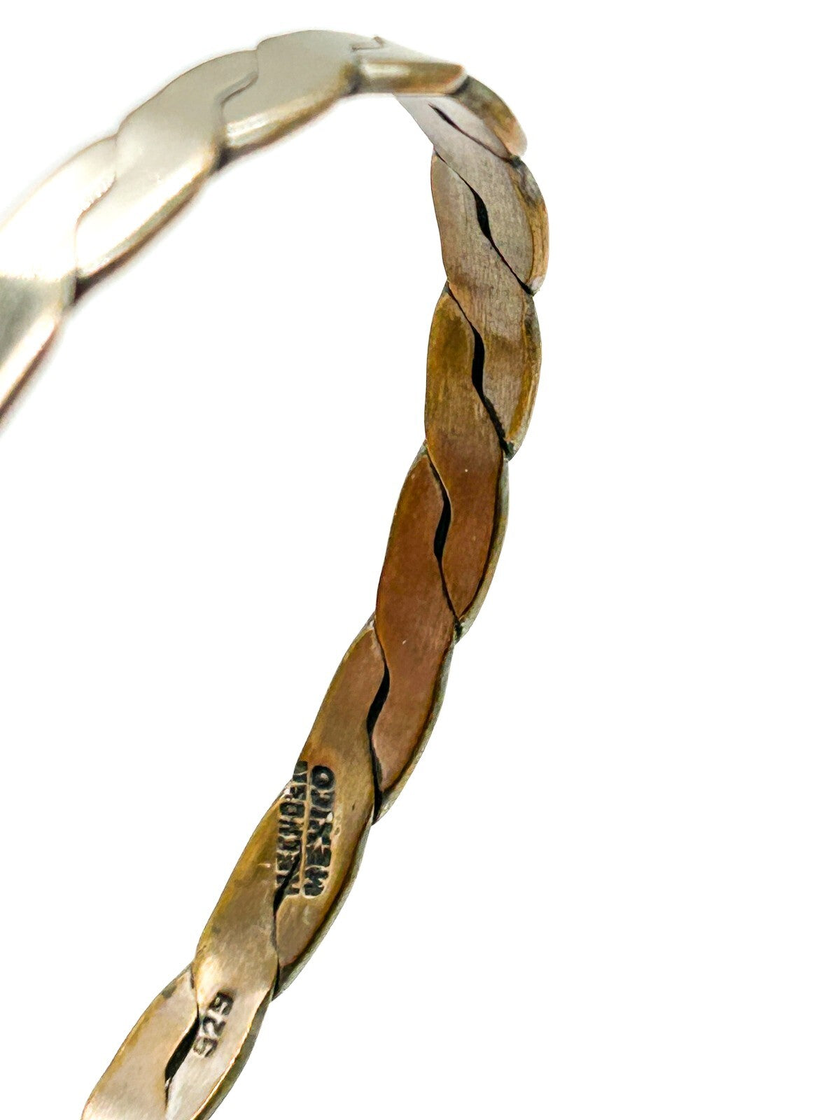 Vintage Mexican 925 Stamped Silver Plated Twist Bangle Hecho En Mexico