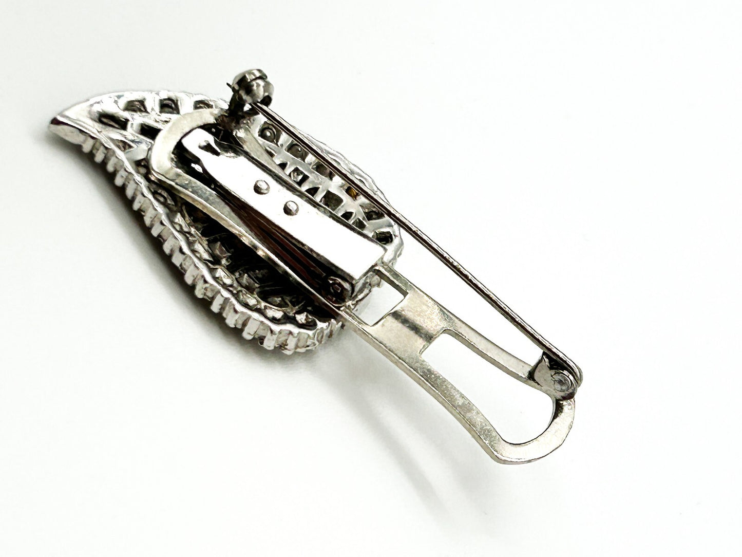 Vintage Rhinestone Duette Dress Clips Brooch Art Deco Style Baguette READ