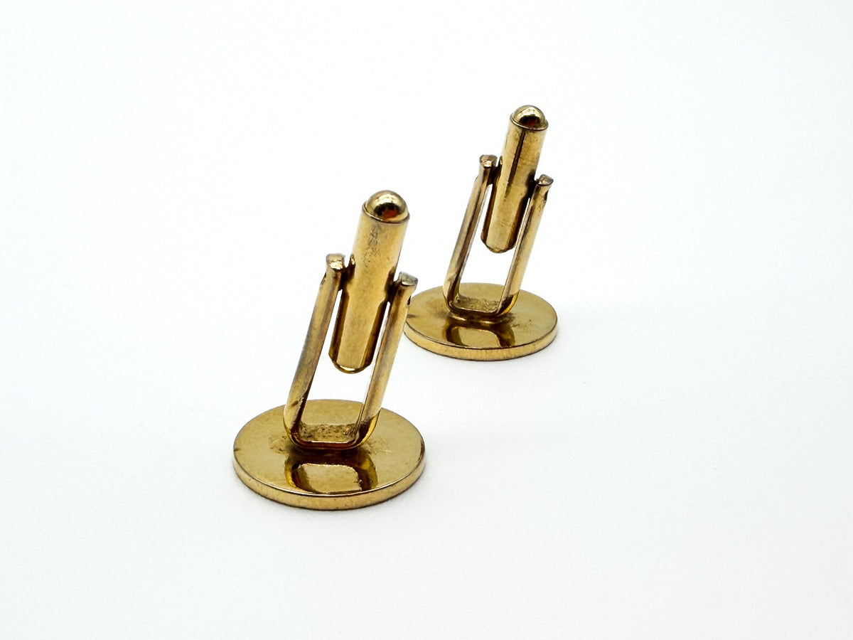 Vintage Gold Tone Engine Turned Cufflinks Diamond Cut Sunburst Round