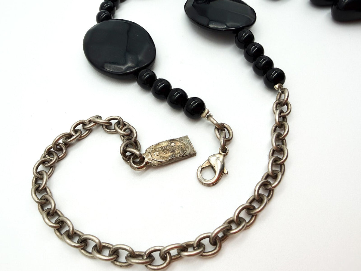 Signed Dominique Denaive Paris Chandelier Necklace Black Acrylic Vintage