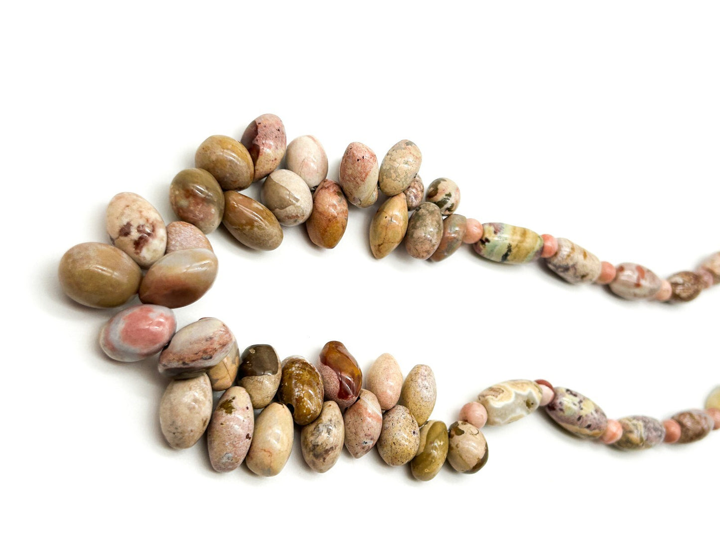 Vintage Pink Jasper Gemstone Necklace Natural Pebble Bead Statement 21.5”