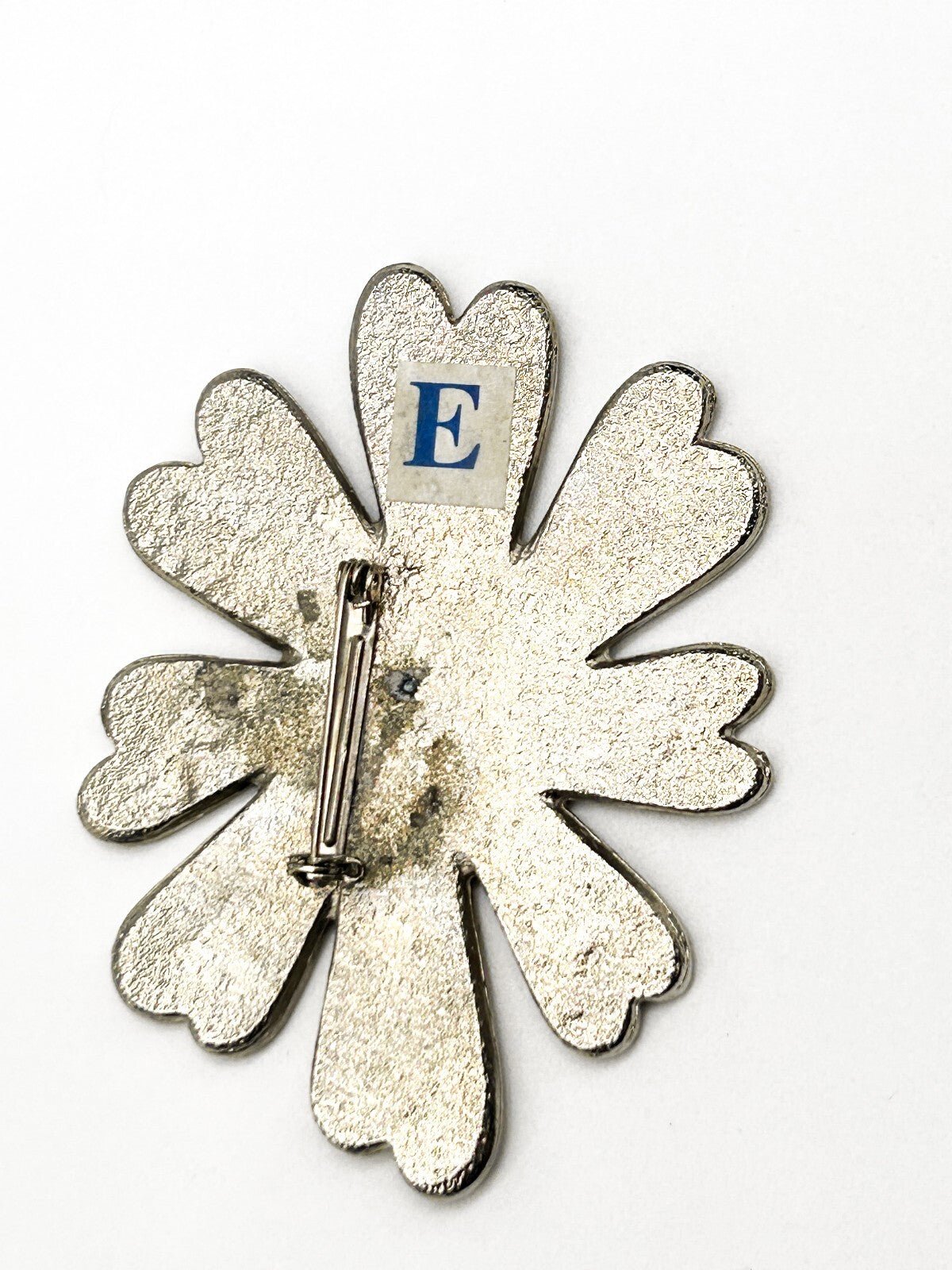 Vintage 90s Y2K Pink Enamel Flower Brooch Large Statement Daisy Pin