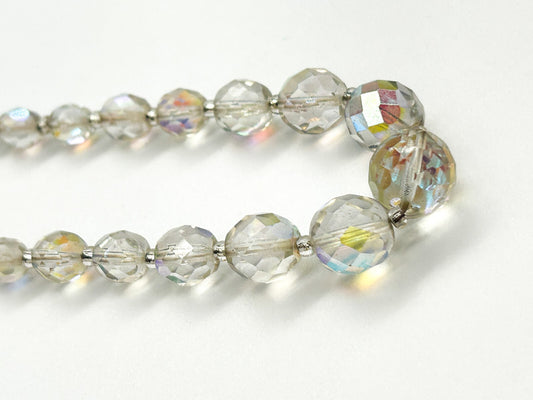 Vintage Aurora Borealis Crystal Necklace Faceted Glass Rhinestone Box Clasp 18"