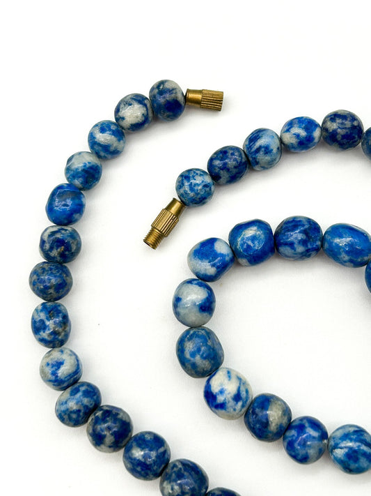 Vintage Sodalite Bead Necklace Natural Blue Gemstone 21” Barrel Clasp