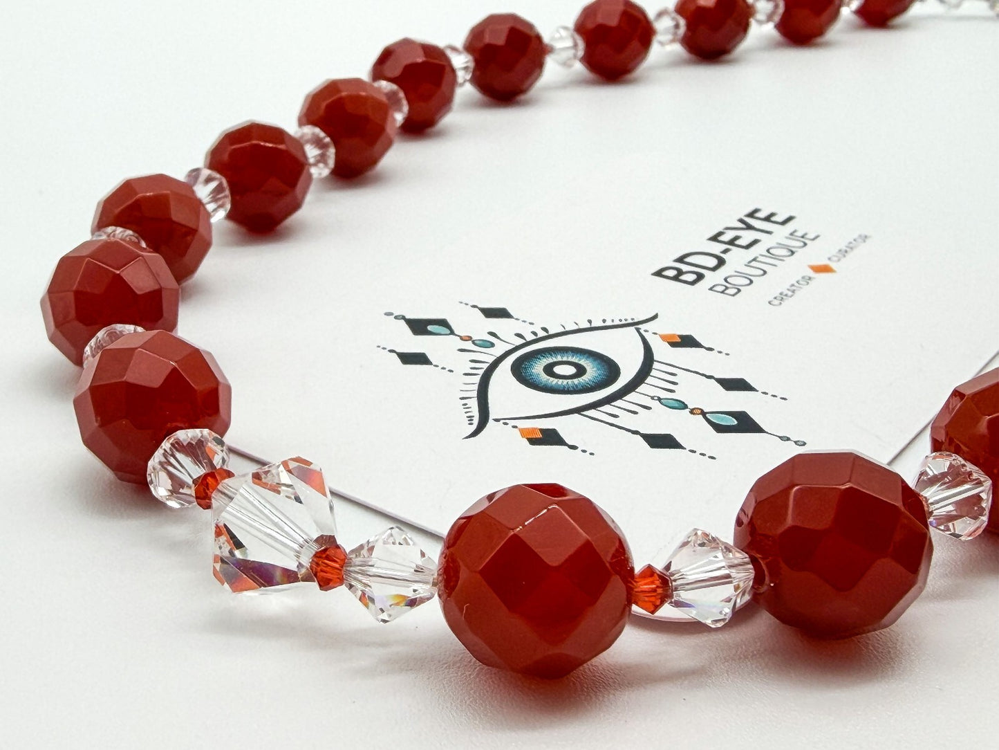 Carnelian Necklace & Earrings Set Faceted Gemstone Crystal Toggle Clasp