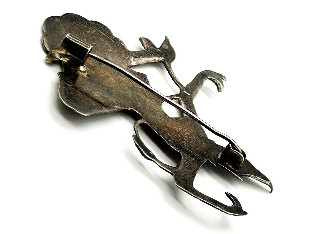 Vintage Siam Sterling Silver Thai Dancing Goddess Brooch Art Deco 1930s Signed