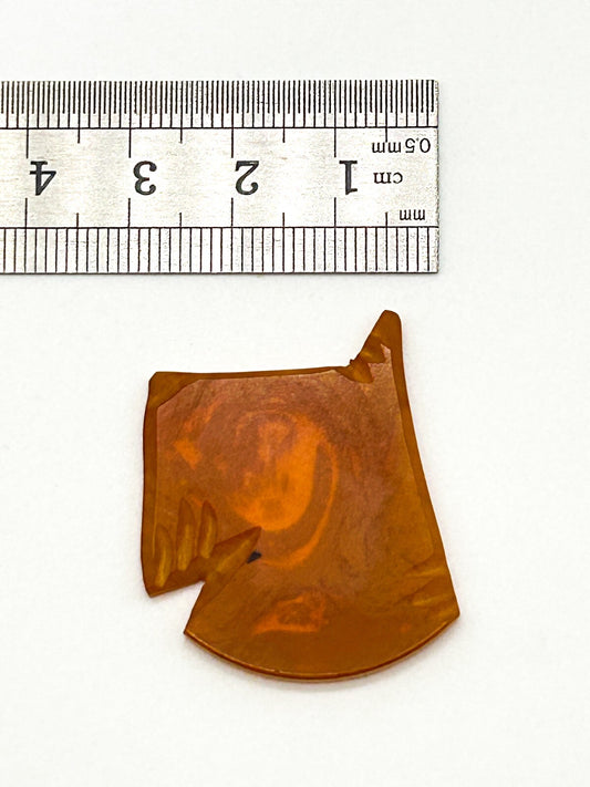 Vintage Carved Bakelite Scottie Terrier Dog Head Orange Amber Marble Swirl Piece
