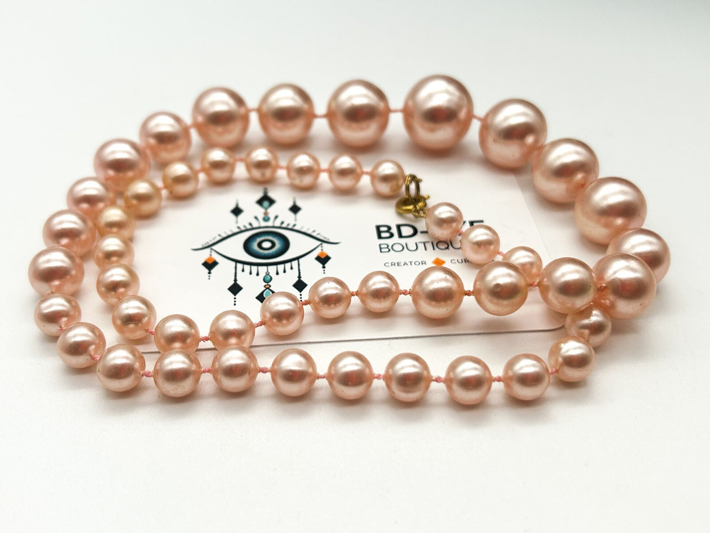 Vintage Pink Necklace Bundle Pastel Baby Pink Faux Pearl & Ribbed Acrylic Beads