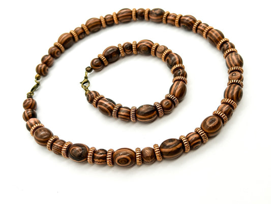 BD-Eye Boutique Upcycled Tan Brown Acrylic Jewellery Set Necklace Bracelet