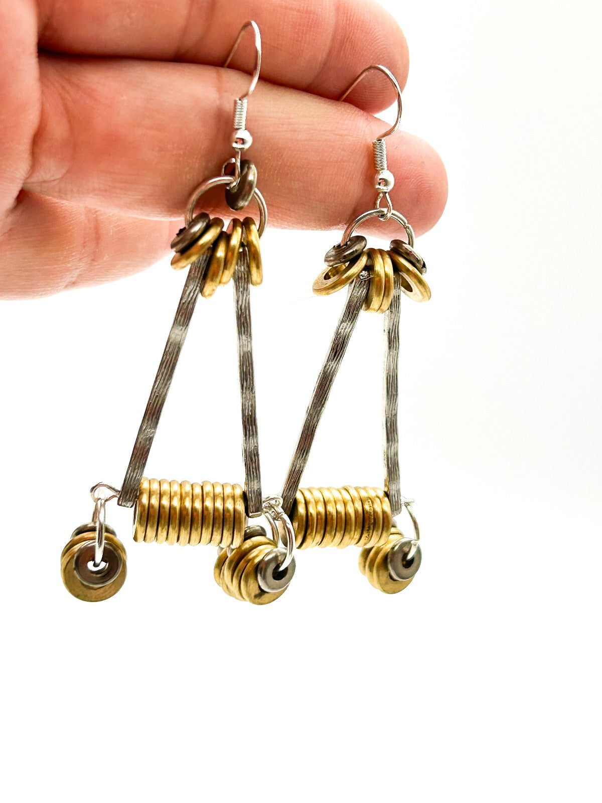Industrial Mixed Metal Necklace Earrings Set One Of A Kind BD-Eye Original