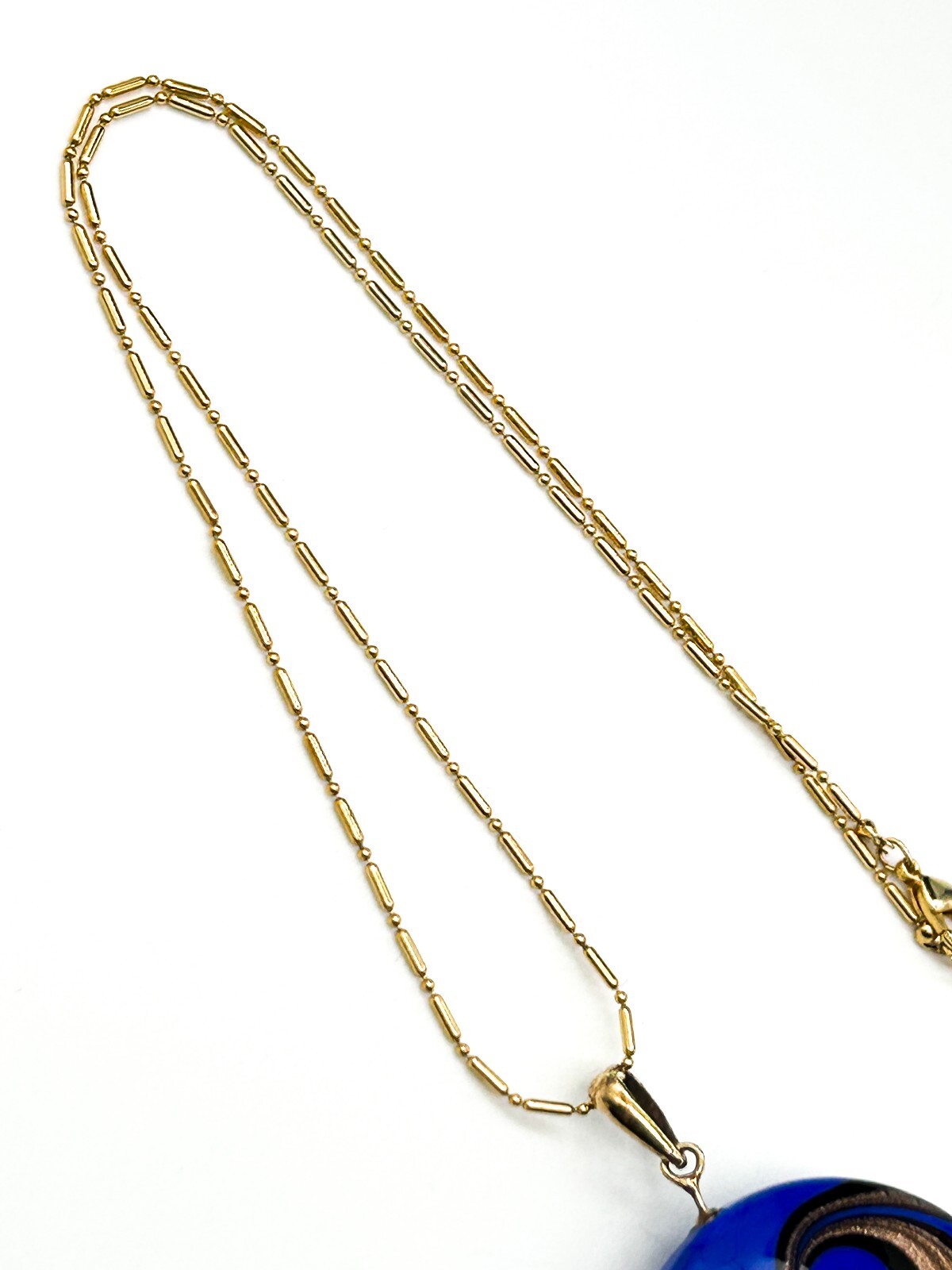 Vintage Murano Style Blue Glass Pendant Necklace Orelia Gold Tone 5cm