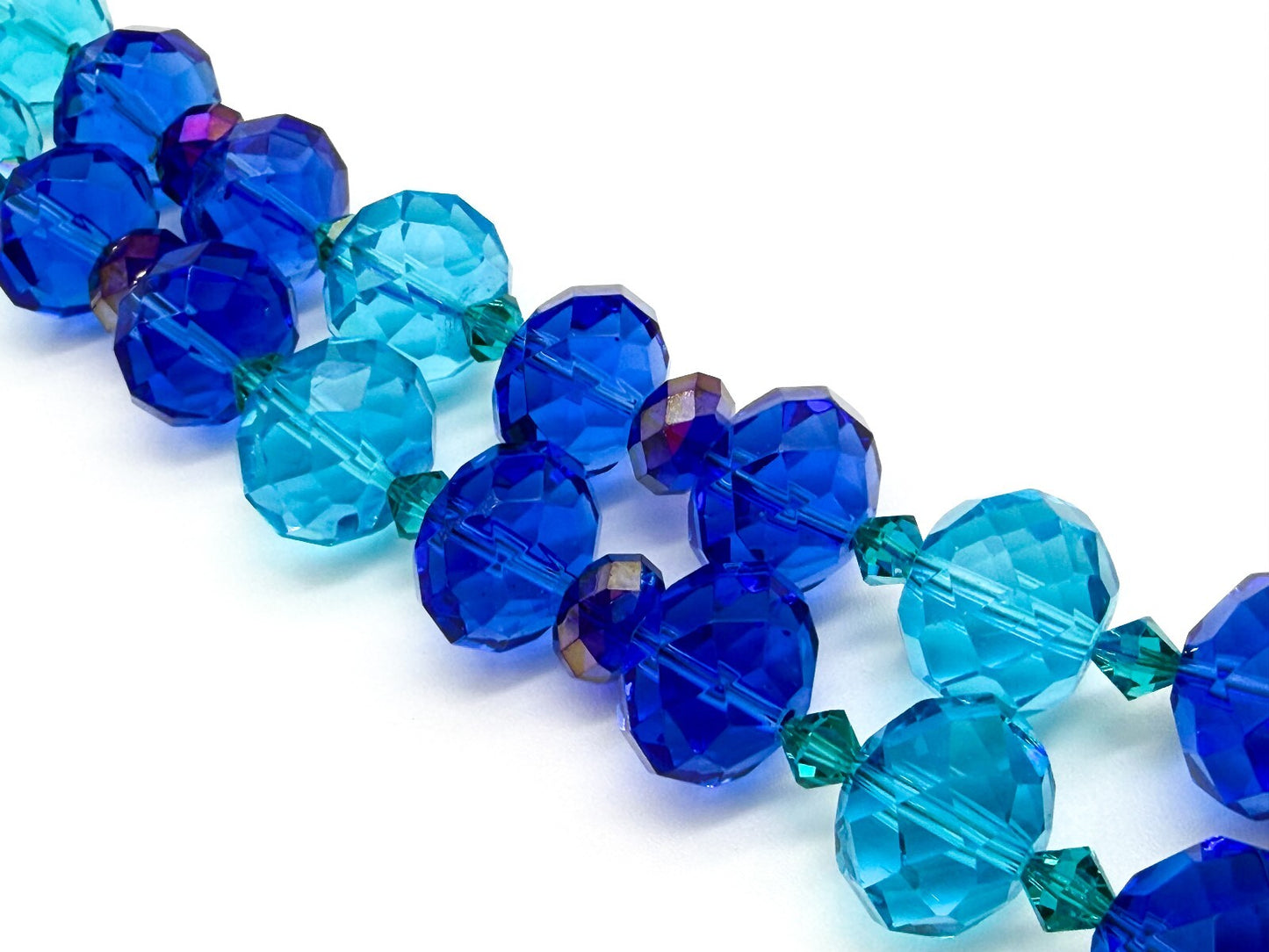 Chunky Cobalt Blue Turquoise Faceted Glass Statement Necklace Toggle 17.5”