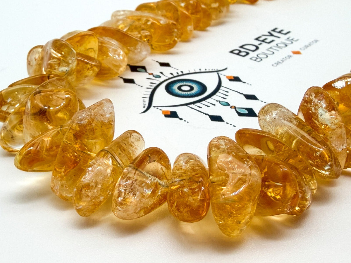 Natural Citrine Nugget Necklace Honey Yellow Gemstone Toggle Clasp Gemstone