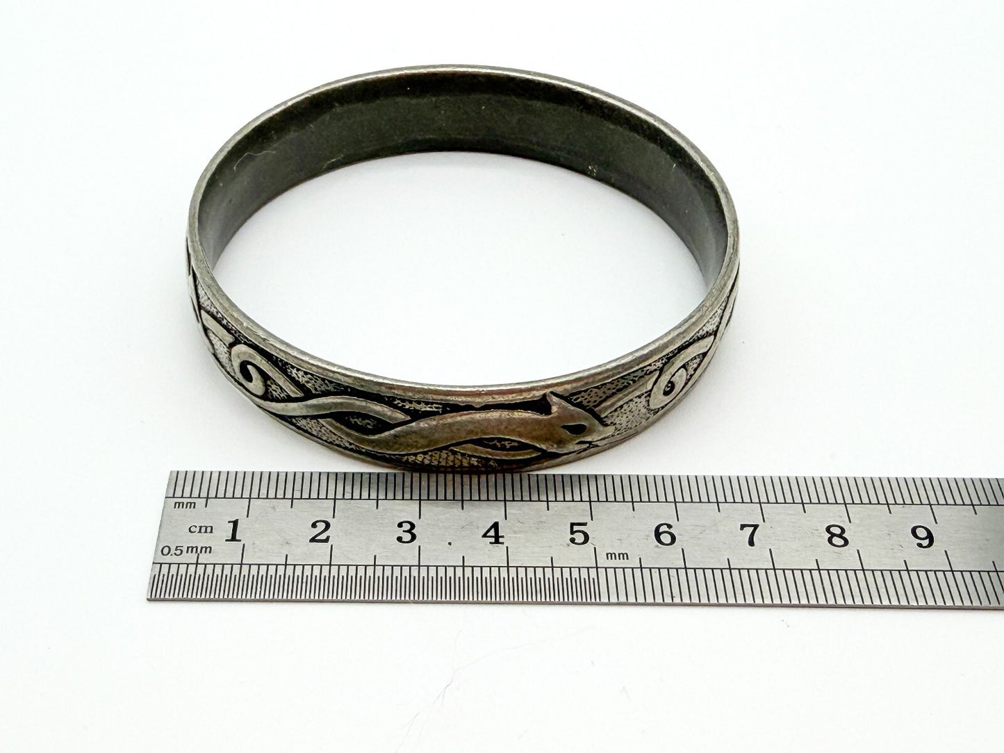 St Justin Pewter Celtic Serpent Dragon Bangle Cornwall Mythology Bracelet