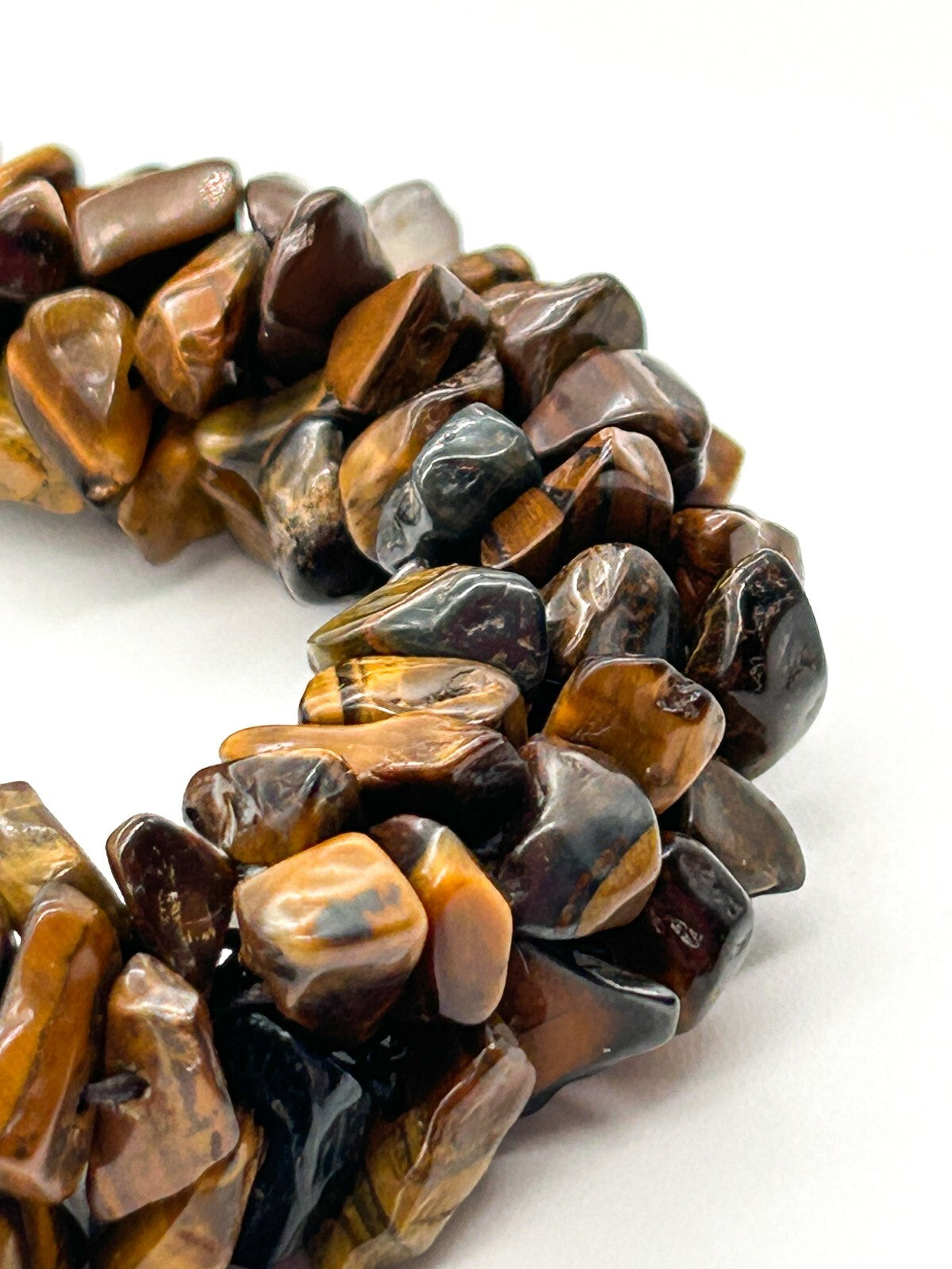 Vintage Tiger’s Eye Gemstone Chip Necklace Chunky Graduated Boho 22.5”