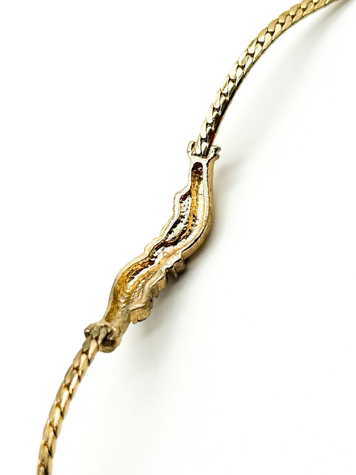 Vintage Gold Plated Cuban Link Bracelet Marquis Ruby (tested) & Glass Crystals
