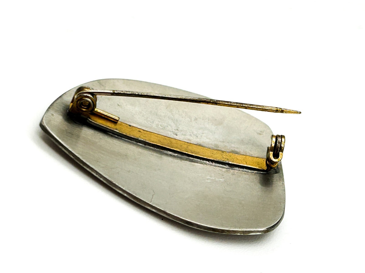 Vintage Sterling Silver Oryx Brooch Etched Antelope Gazelle Modernist Pin