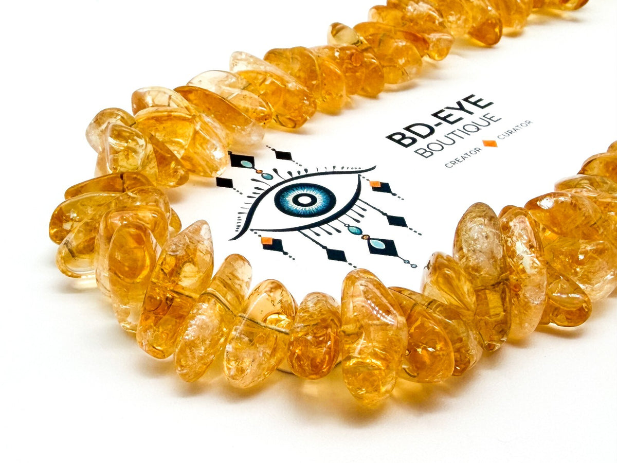 Natural Citrine Nugget Necklace Honey Yellow Gemstone Toggle Clasp Gemstone