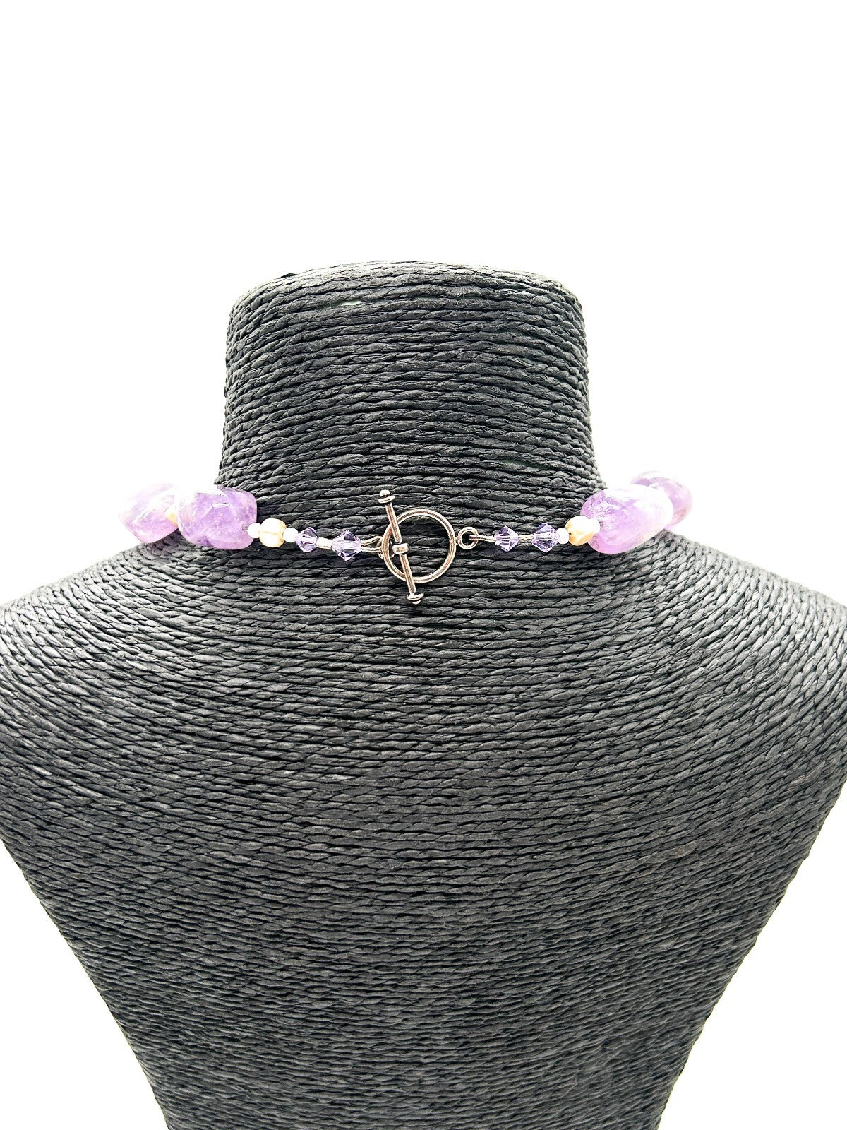 Amethyst Gemstone Nugget Necklace Artisan Purple Crystal Toggle 20”