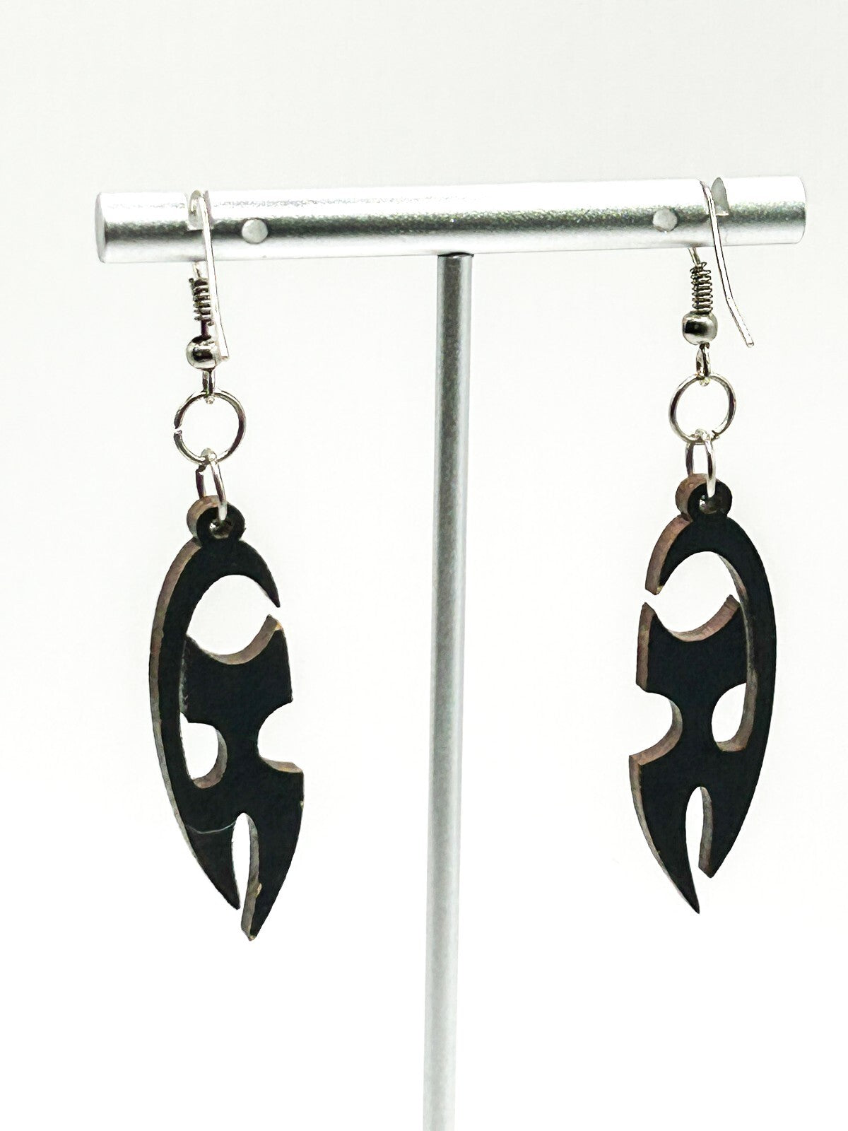 Hand Painted Wooden Cat Earrings Colourful Folk Art Dangle Quirky Felines