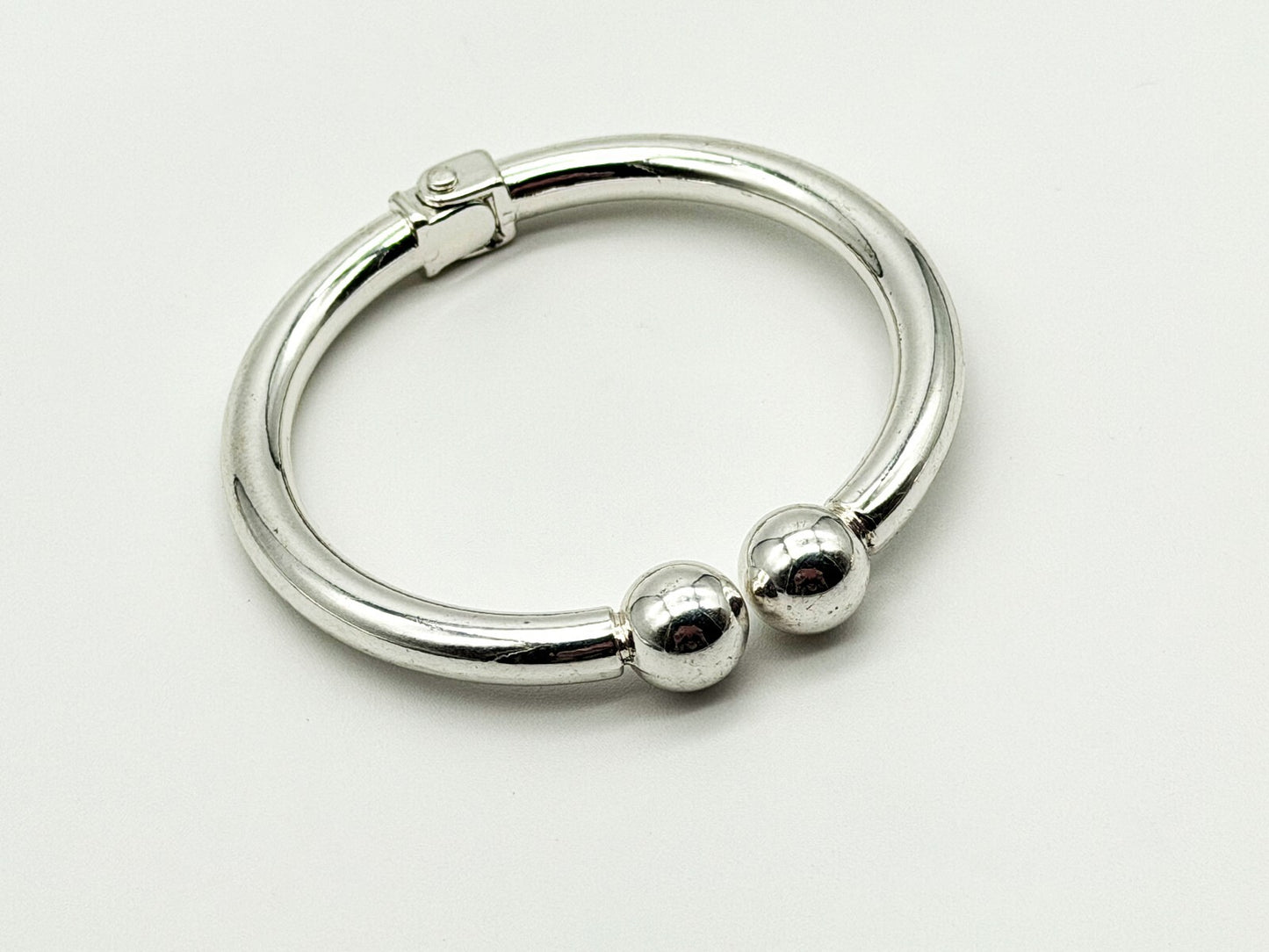 Silver Tone Hinged Bangle Bracelet Bundle Modern Torque and Knot Design x2