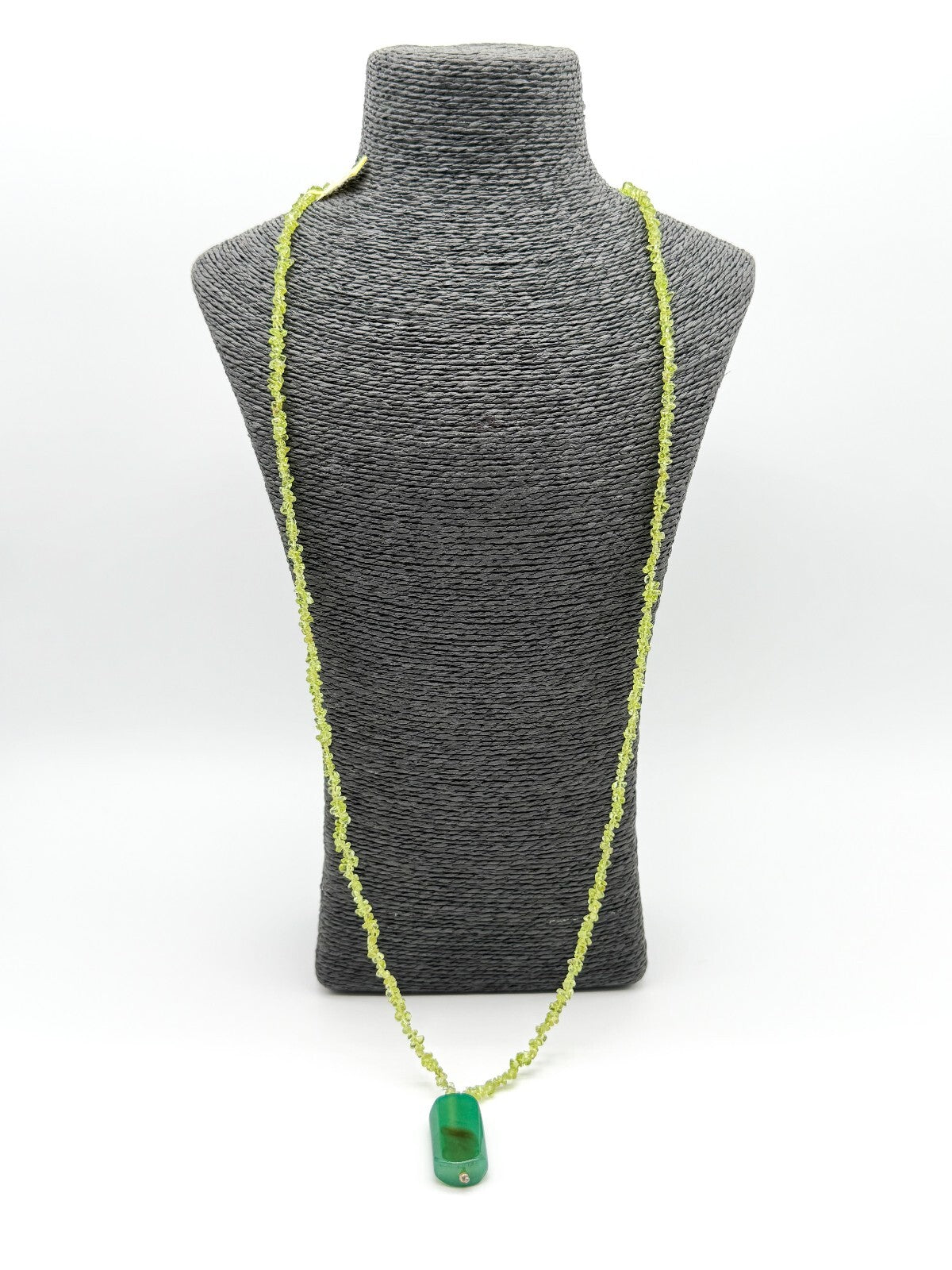Natural Peridot Chip Necklace Green Agate Pendant Gemstone Continuous Strand