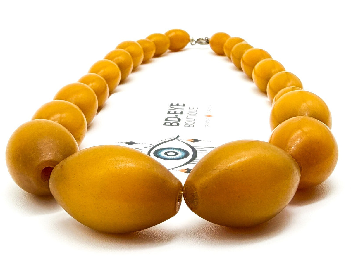 Vintage Butterscotch Phenolic Resin Bead Necklace Mid Century 17.5”
