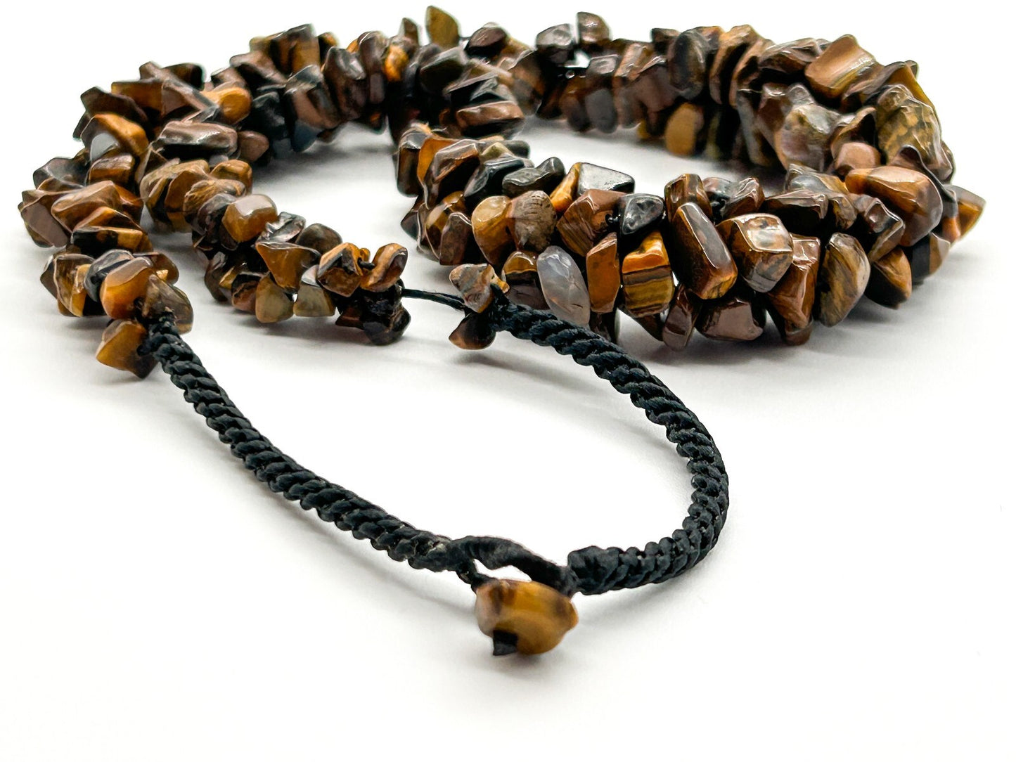 Vintage Tiger’s Eye Gemstone Chip Necklace Chunky Graduated Boho 22.5”