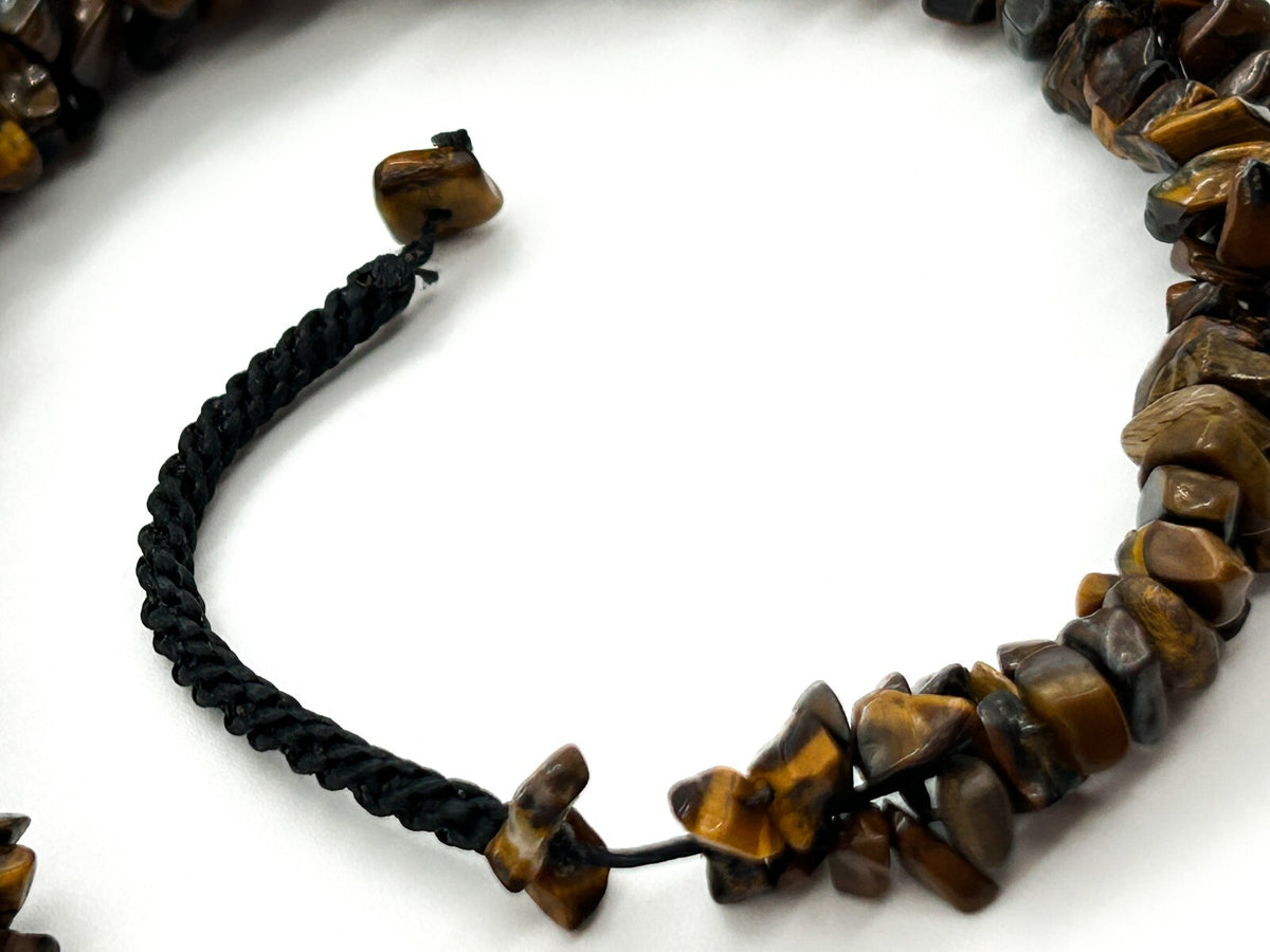 Vintage Tiger’s Eye Gemstone Chip Necklace Chunky Graduated Boho 22.5”
