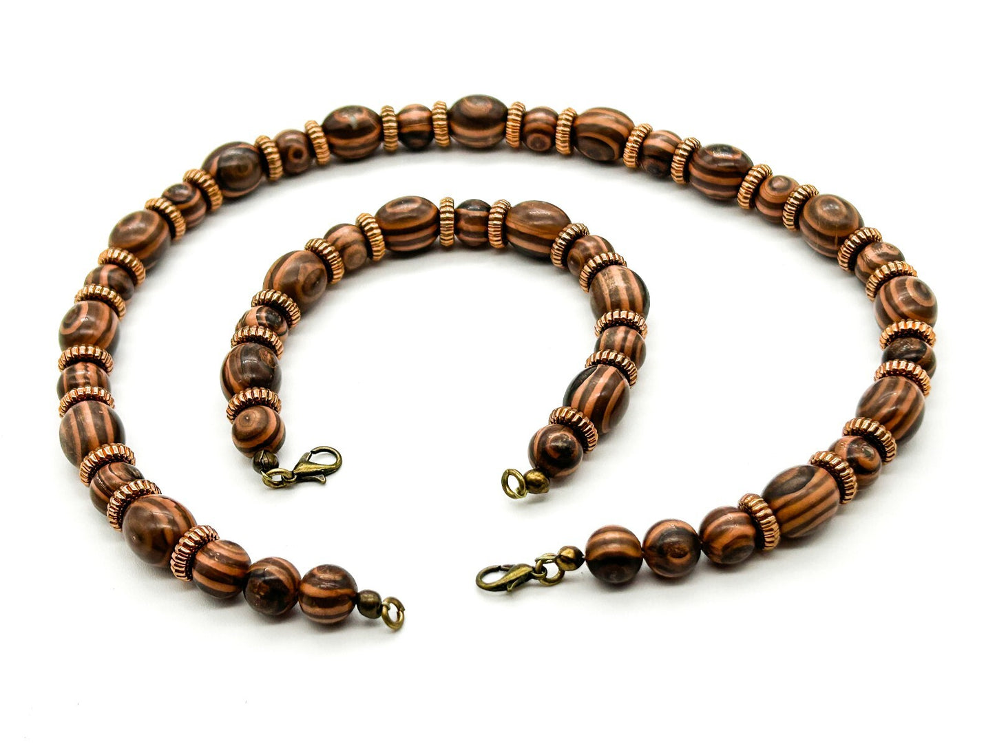 BD-Eye Boutique Upcycled Tan Brown Acrylic Jewellery Set Necklace Bracelet