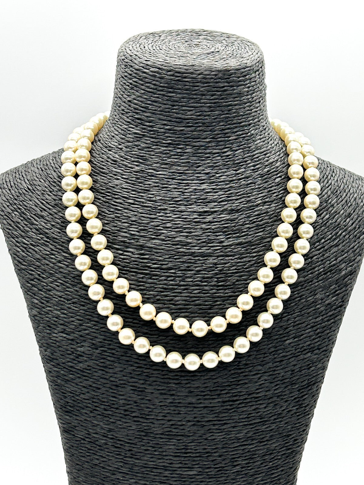 Vintage 2 strand Faux Pearl Necklace Hand Knotted Double Strand Repair Project