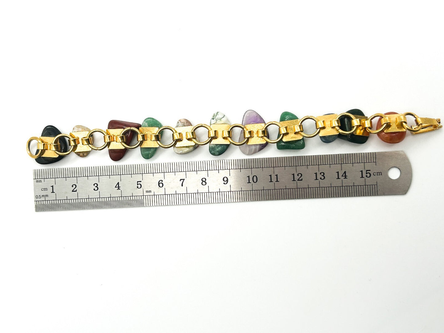 Vintage Gemstone Bracelet Agate Amethyst Aventurine Jasper Sodalite Onyx