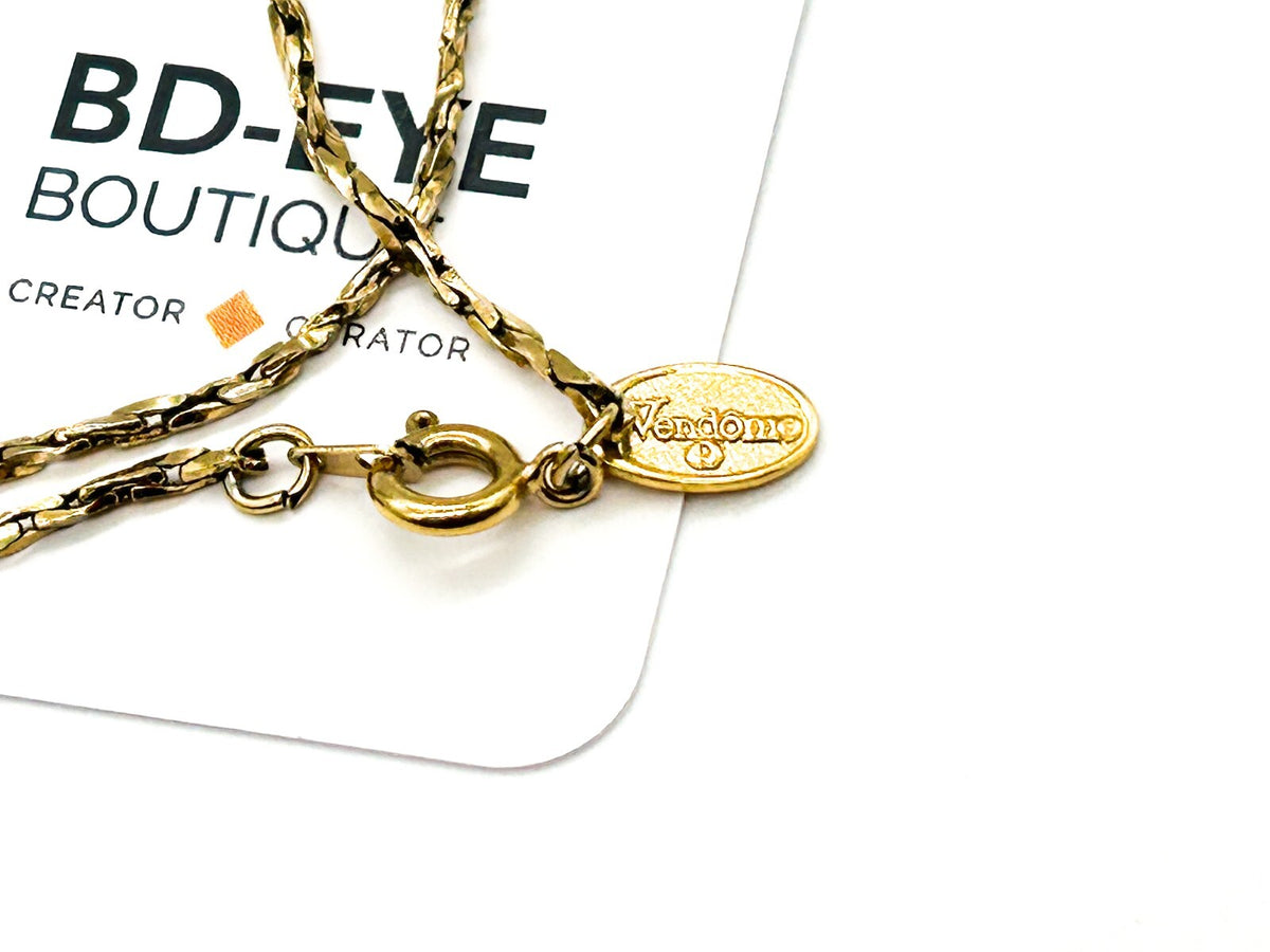 Vintage Vendome Gold Tone Twisted Rope Chain Necklace Signed Classic 18”