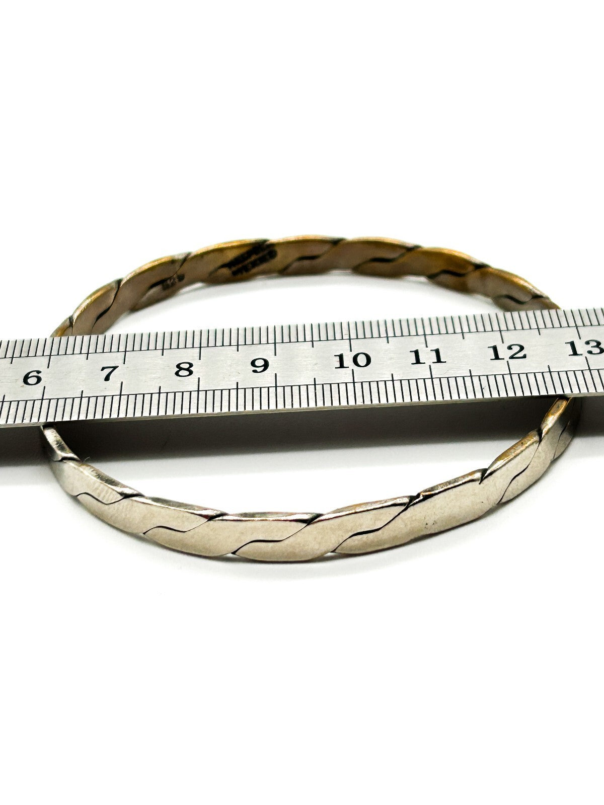 Vintage Mexican 925 Stamped Silver Plated Twist Bangle Hecho En Mexico