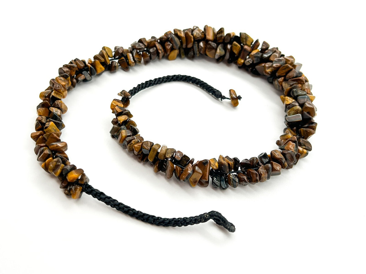 Vintage Tiger’s Eye Gemstone Chip Necklace Chunky Graduated Boho 22.5”