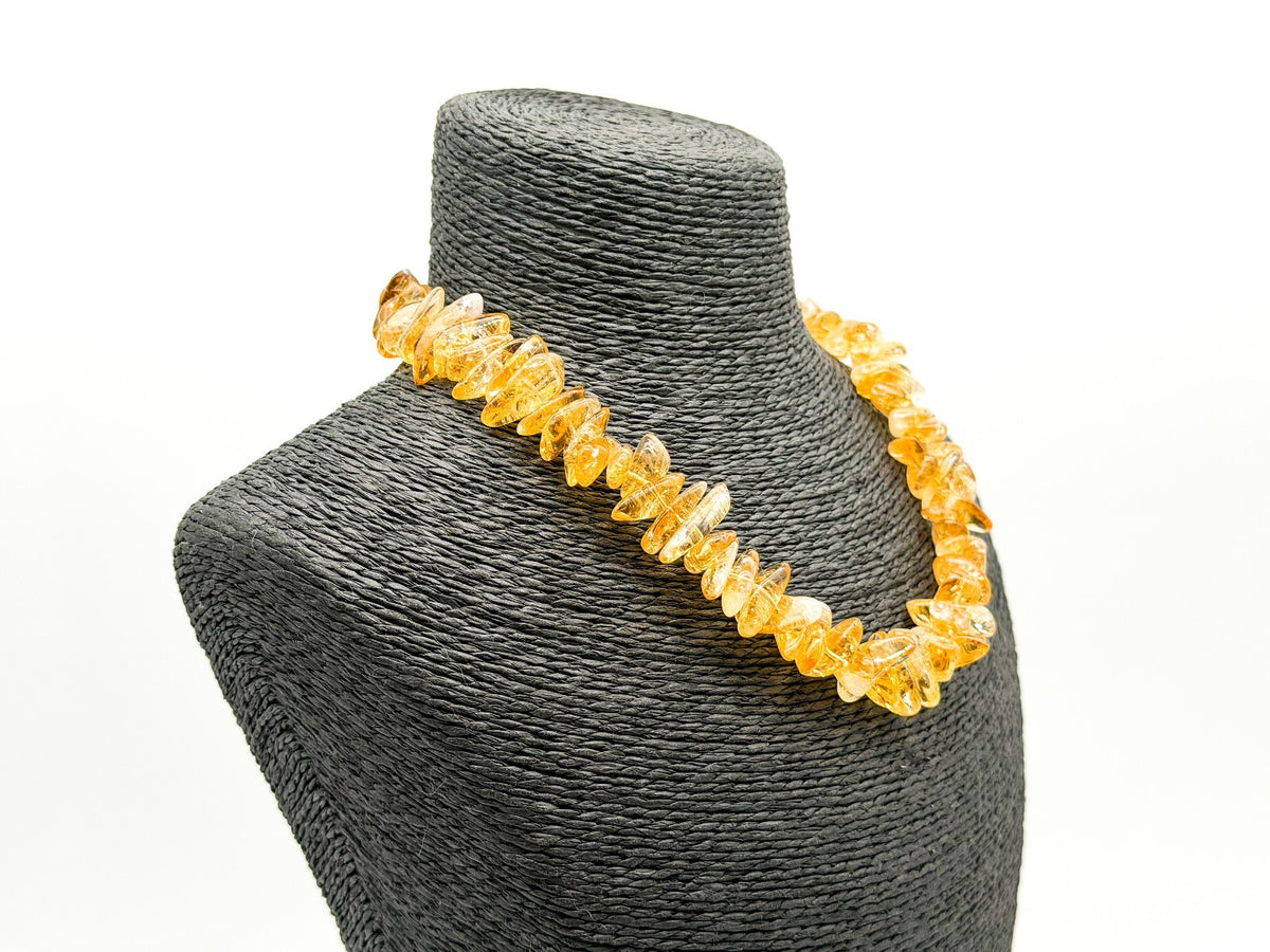 Natural Citrine Nugget Necklace Honey Yellow Gemstone Toggle Clasp Gemstone