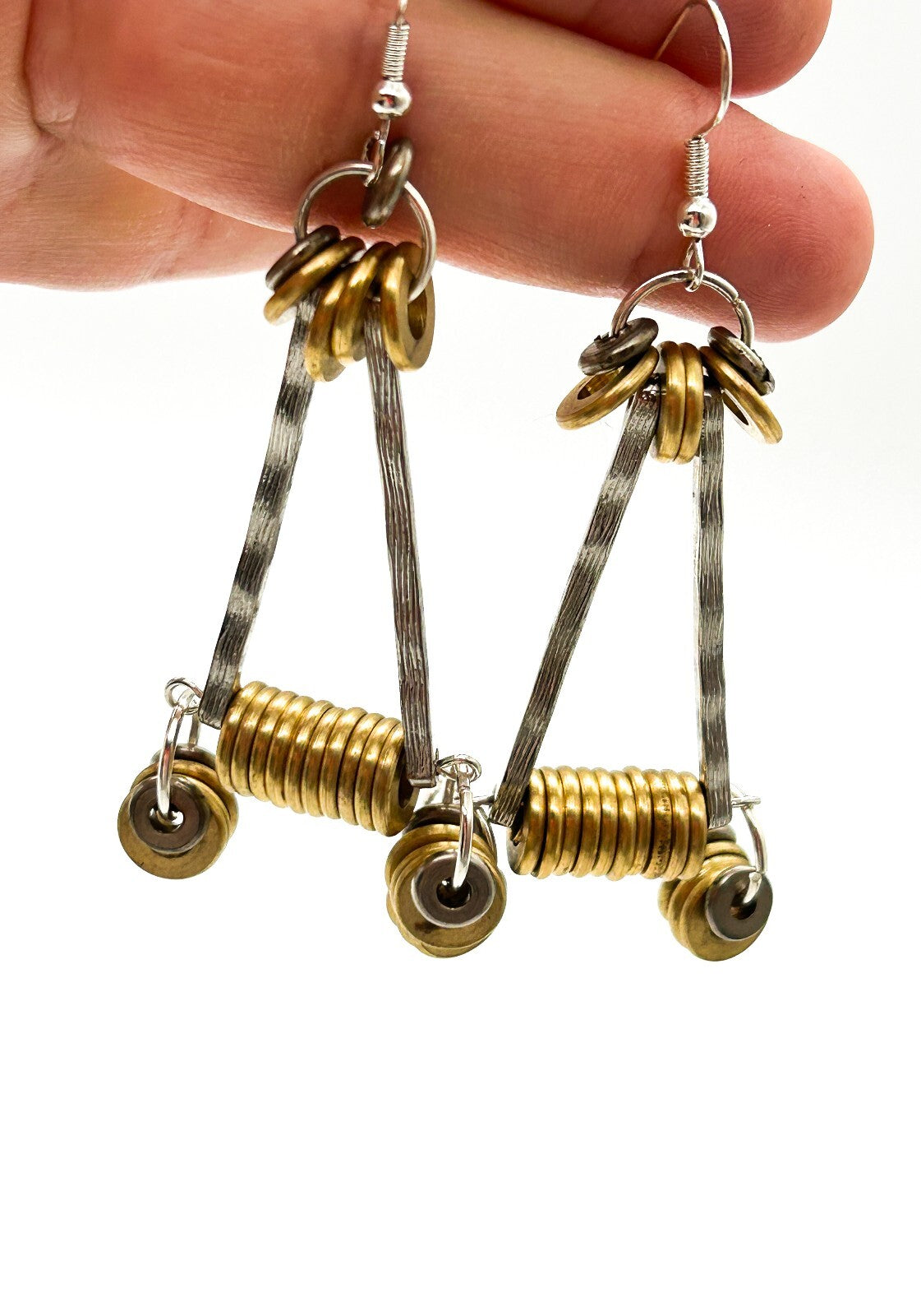 Industrial Mixed Metal Necklace Earrings Set One Of A Kind BD-Eye Original