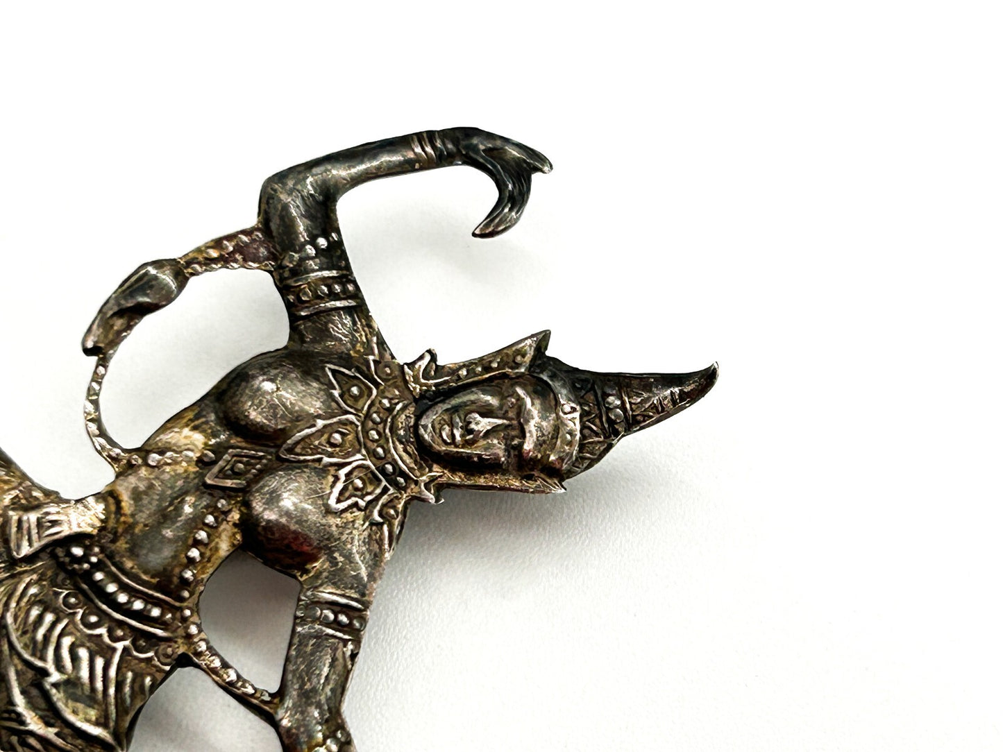 Vintage Siam Sterling Silver Thai Dancing Goddess Brooch Art Deco 1930s Signed