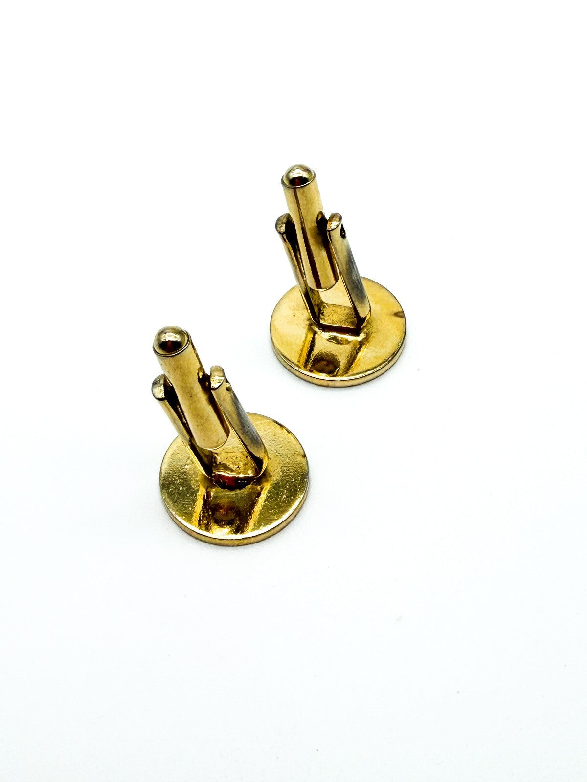 Vintage Gold Tone Engine Turned Cufflinks Diamond Cut Sunburst Round