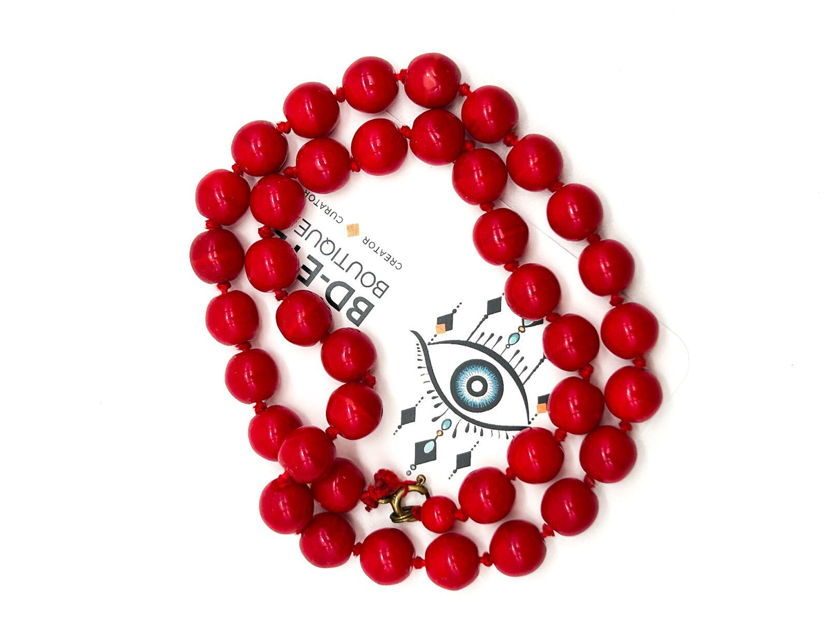 Vintage Hand Knotted Red Glass Beaded Necklace Jewellery Repair Project 18.5"