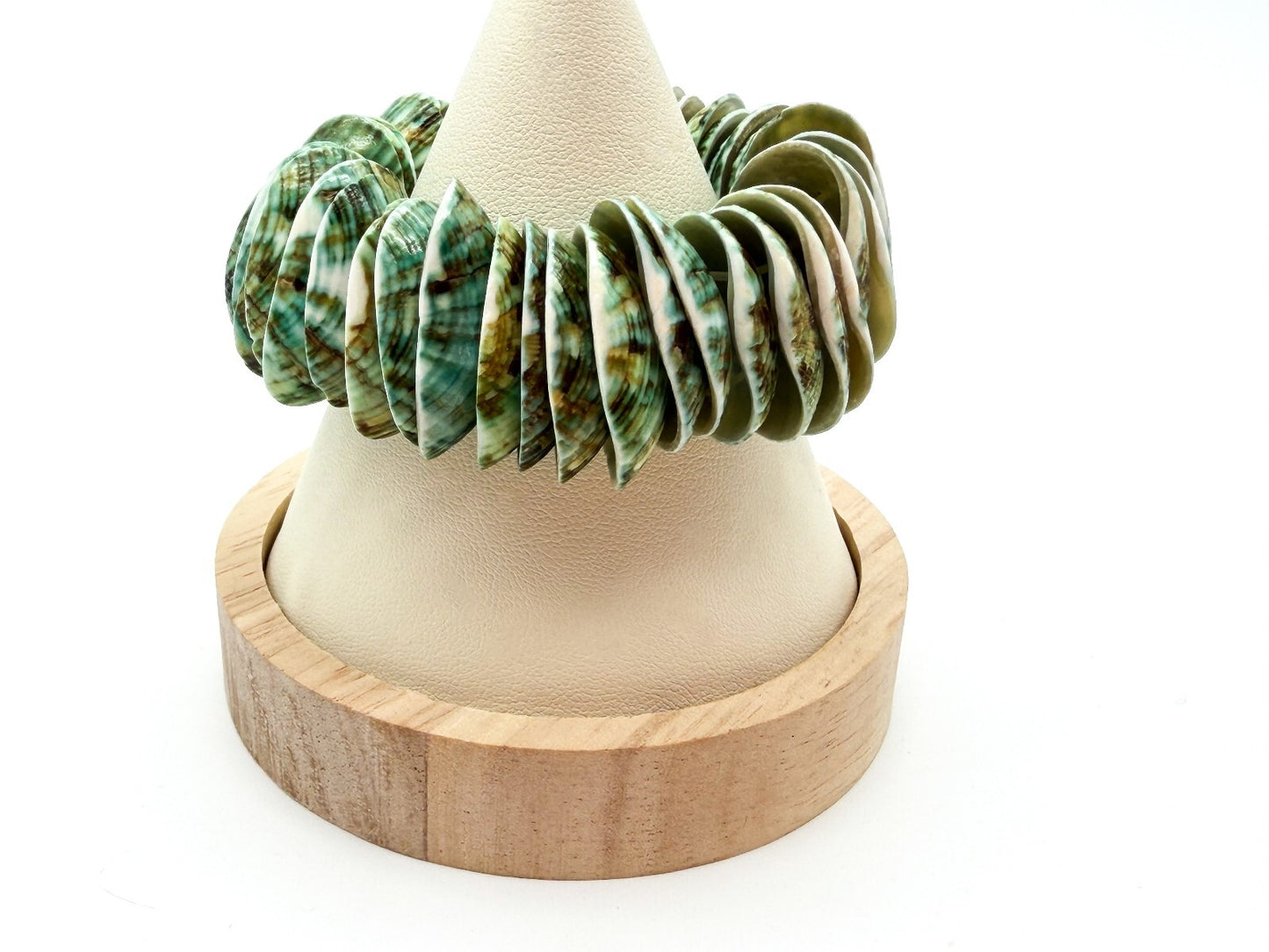 Green Dyed Shell Stretch Bracelet Natural Statement Boho Beach Jewellery