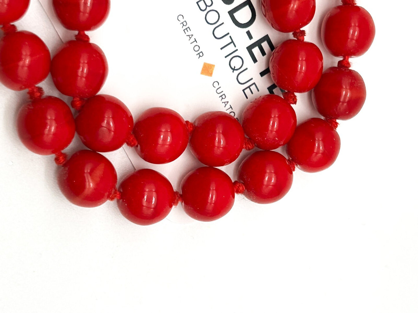 Vintage Hand Knotted Red Glass Beaded Necklace Jewellery Repair Project 18.5"