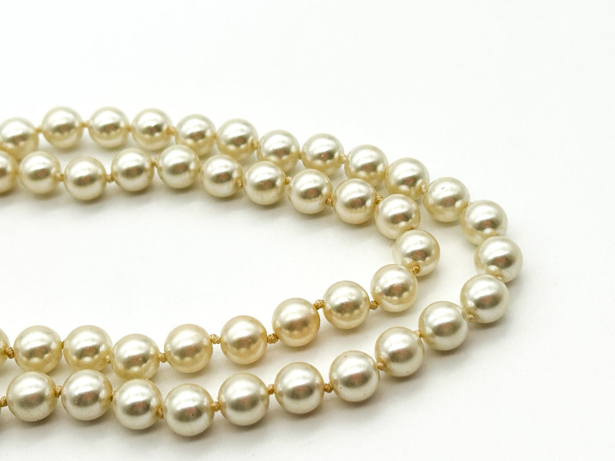 Vintage 2 strand Faux Pearl Necklace Hand Knotted Double Strand Repair Project