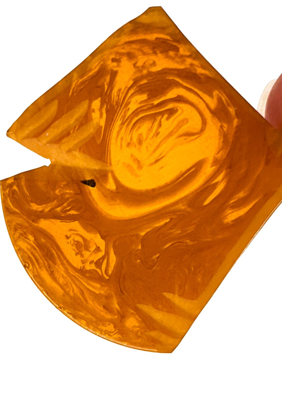 Vintage Carved Bakelite Scottie Terrier Dog Head Orange Amber Marble Swirl Piece