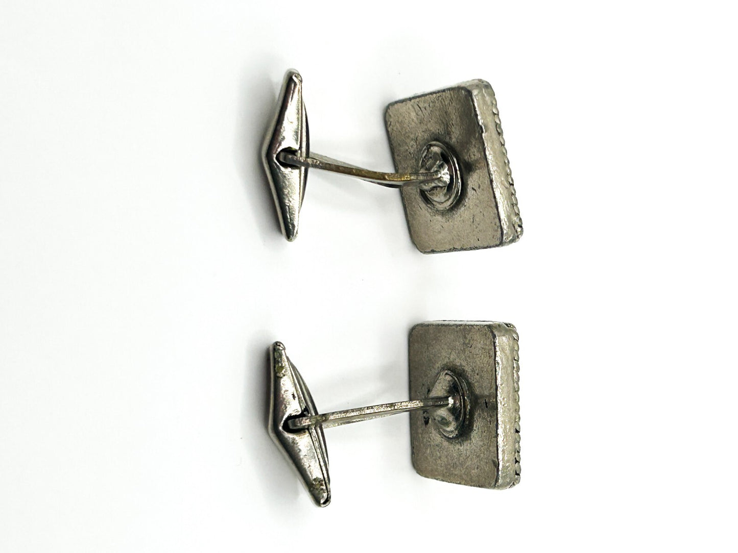Vintage Egyptian Revival Palm Tree Enamel Cufflinks Silver Plated Figural Scene
