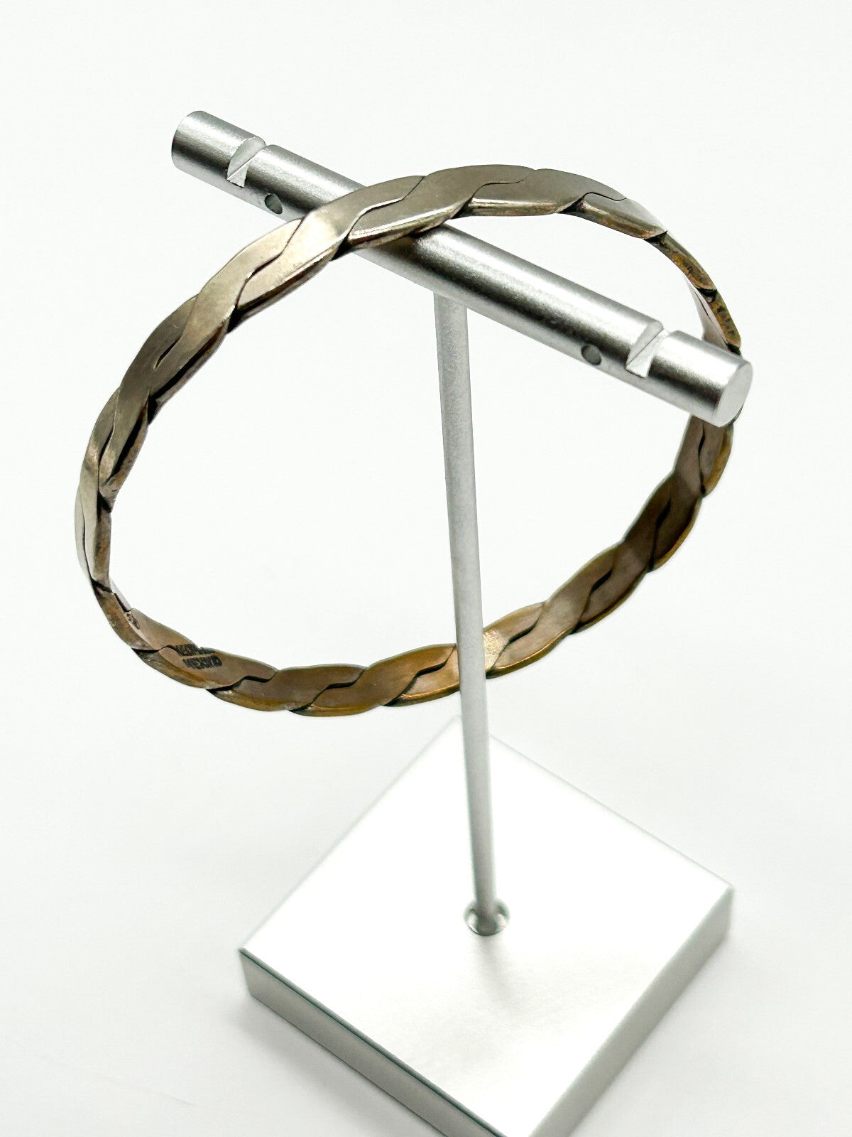 Vintage Mexican 925 Stamped Silver Plated Twist Bangle Hecho En Mexico